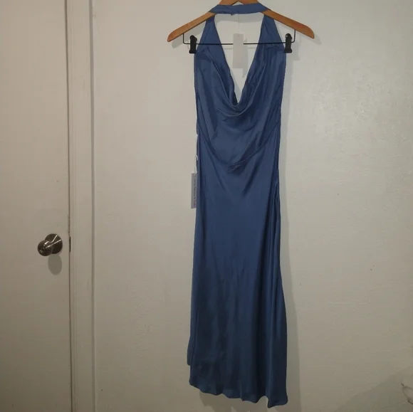 NWT YOUNG FABULOUS & BROKE Rebel Halter Blue Dress - Picture 8 of 8